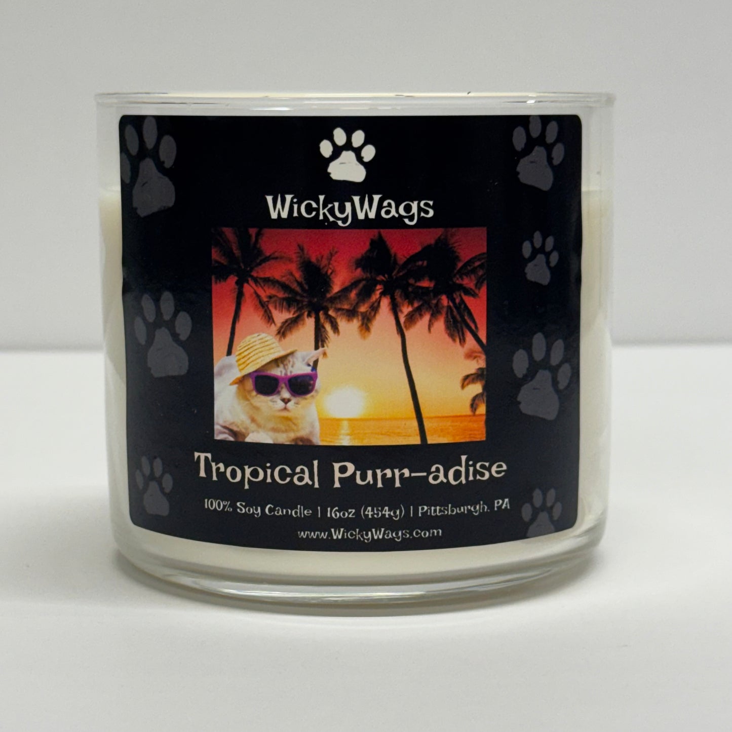 Pet-safe soy candle for cat lovers by WickyWags