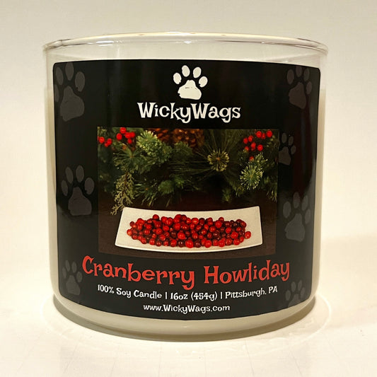 Cranberry holiday candle from WickyWags candles